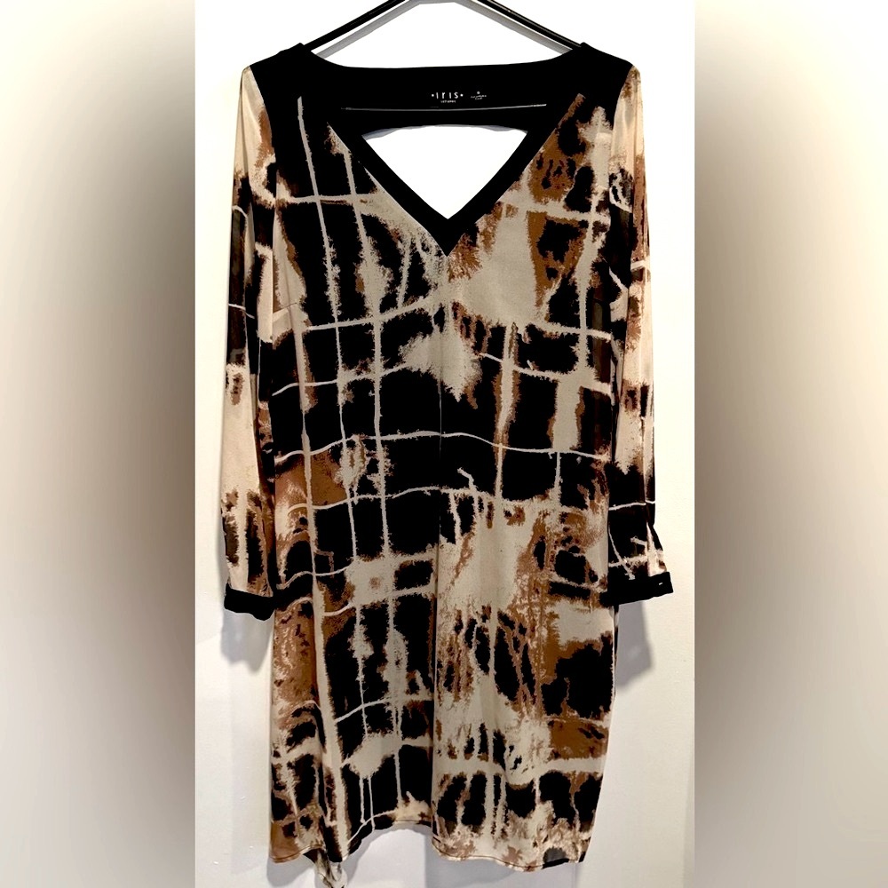 Iris Setlakwe chiffon vneck abstract cutout mini sheath print dress party chic 6